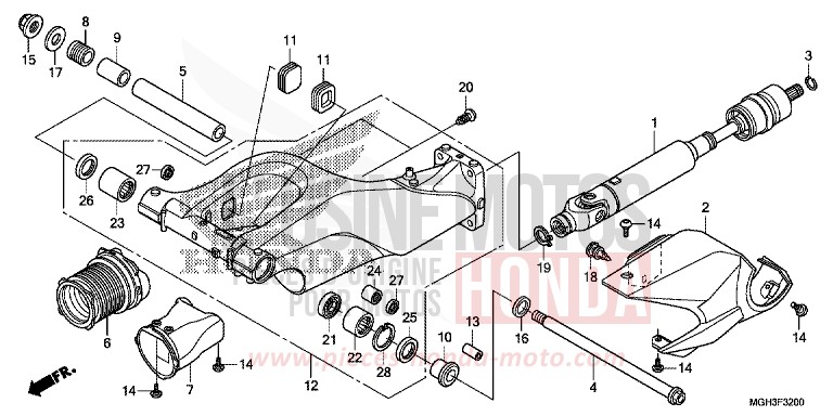 SWINGARM for VFR1200X Dual Clutch PEARL COSMIC BLACK (NHA64) from 2012